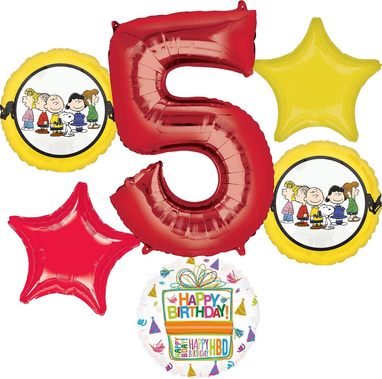 Peanuts® Birthday 6-Piece Foil Balloon Bouquet